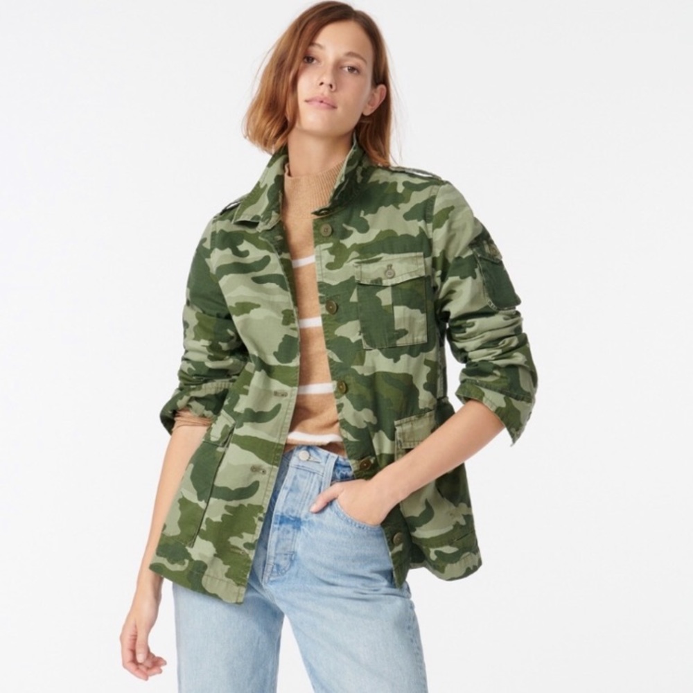 New J. Crew Garment Dyed Lightweight Jacket Camo Shacket Utility Camouflage XS